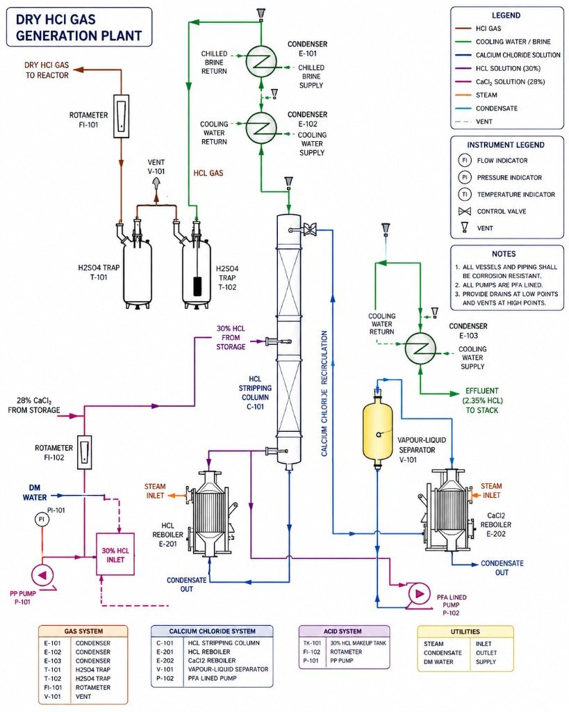 Dry HCl Gas Generation Plant system assembly