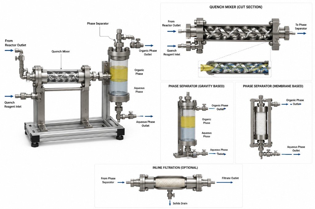 Flow Quenchers For Downstream Workup